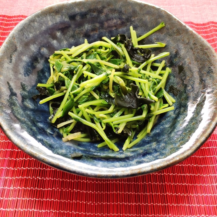 簡単!副菜!豆苗とワカメのポン酢和え〜